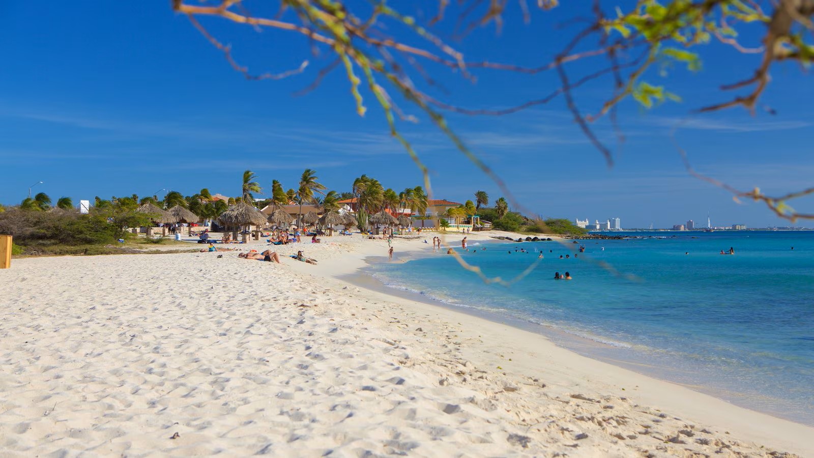 Arashi Beach with white sand and turquoise Caribbean water