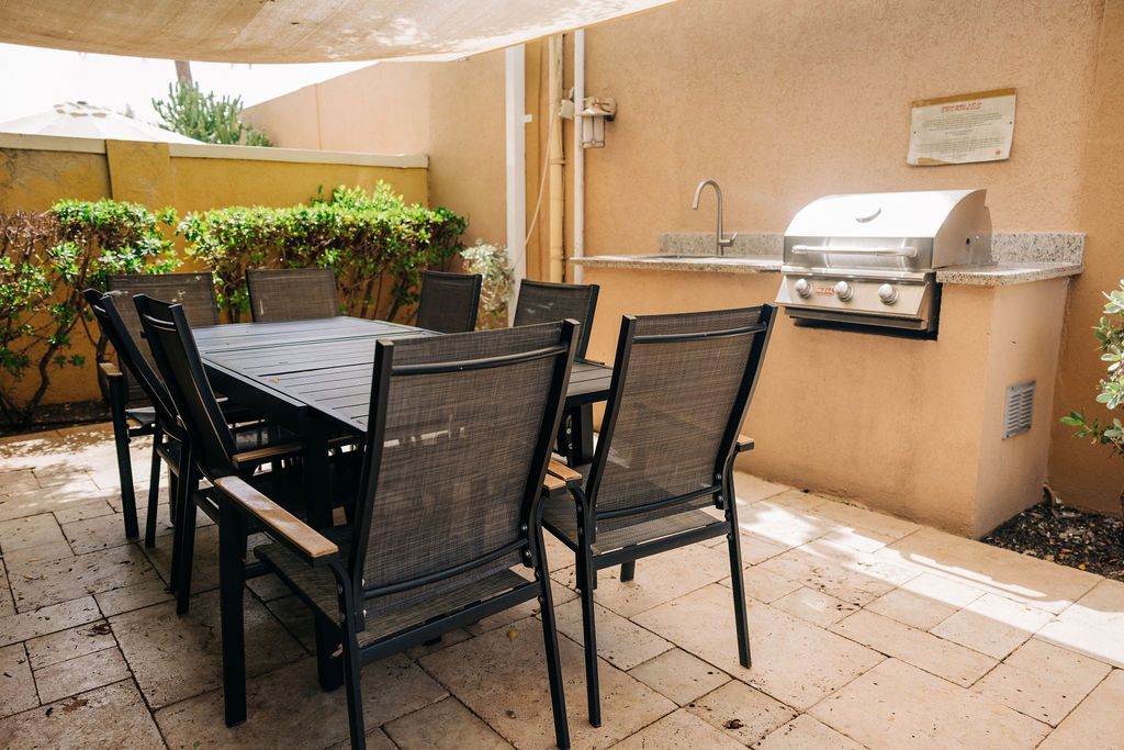 Shared outdoor dining and barbecue area