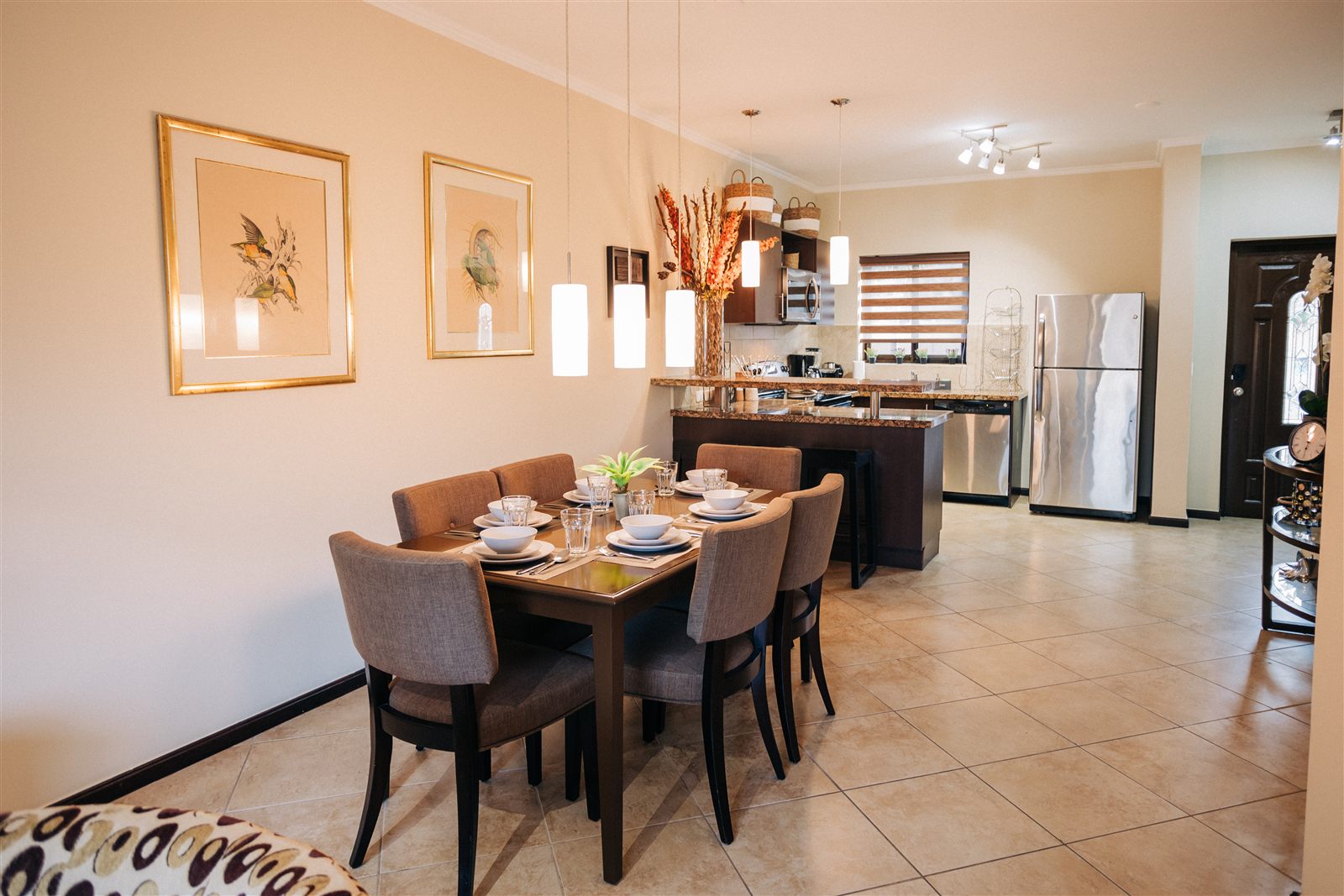 Open kitchen and dining area